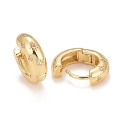 Klare kubische Zirkonia-Sterncreolen&nbsp;EJEW-C022-01G-01