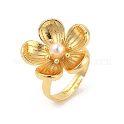 Blumen-Fingerringe aus Messing für Damen&nbsp;RJEW-S622-05G
