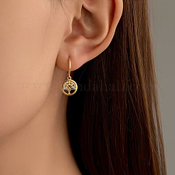 925 boucle d'oreille manchette arbre de vie en argent sterling avec pierres cz&nbsp;ND7706-1