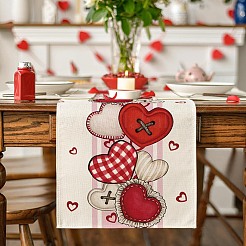 Mantel de lino con estampado de corazones&nbsp;AJEW-WH20006-230
