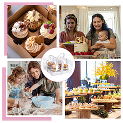 6 Stück faltbare Cupcake-Aufbewahrungsboxen aus Papier mit durchsichtigem Deckel&nbsp;CON-UN0001-05B