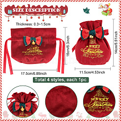 4 Stück 4 Stile Weihnachtssamt-Süßigkeiten-Apfel-Taschen&nbsp;TP-BC0001-06