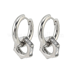 Orecchini a cerchio in acciaio inossidabile 304 con zirconi cubici trasparenti&nbsp;EJEW-P343-01P