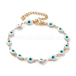 Bösen blick 304 edelstahl emaille link ketten armbänder & halsketten schmuck sets&nbsp;SJEW-JS01152