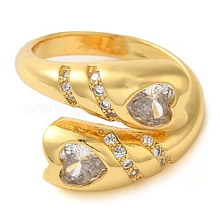 Offene Manschettenringe aus Messing mit Mikropavé und klaren kubischen Zirkonia für Damen&nbsp;LS-RJEW-Z070-04G-01