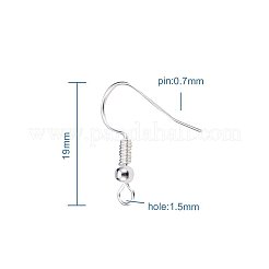 Ganci per orecchini in ottone nichelato argento da 19 mm in un'unica scatola per creazione di gioielli&nbsp;KK-PH0015-01S-NF