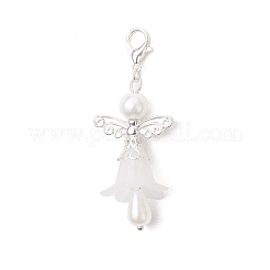 Adornos colgantes de ángel con alas de acrílico transparente y perla de vidrio&nbsp;HJEW-JM03898-02