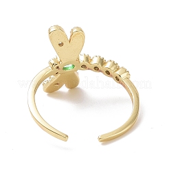 Offener Ring mit grüner Zirkonia-Libelle&nbsp;RJEW-P032-33G