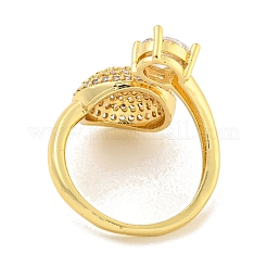 Bague de manchette ouverte en laiton micro pavé de zircone cubique claire pour femme&nbsp;RJEW-M173-03B-G