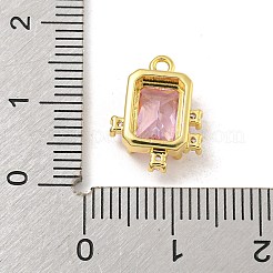 Breloques rectangulaires en laiton plaqué micro pavé de zircone cubique&nbsp;KK-P277-23G-02