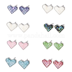 Pendientes de corazón de esmalte de latón&nbsp;EJEW-I322-06P