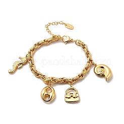 Braccialetti con ciondoli in acciaio inossidabile 304&nbsp;BJEW-P368-05G