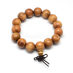 Bracelets extensibles en bois de pêche&nbsp;BJEW-R059-15mm-05