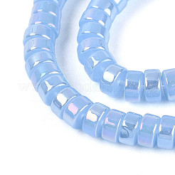 Ab Farbe überzog Nachahmung Jade Glasperlen Stränge&nbsp;GLAA-T026-3x6mm-J04