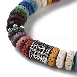 Armband aus gefärbten natürlichen Lavagestein-Scheibenperlen&nbsp;BJEW-Z020-01B-AS