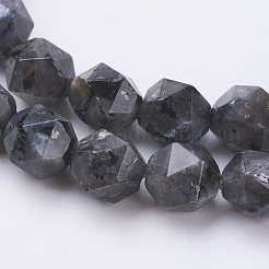 Fili di perline di larvikite nere naturali&nbsp;G-J376-47A-8mm