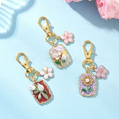 3 pendentif décoratif en alliage émaillé et perle en plastique&nbsp;HJEW-JM04436