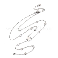 304 Edelstahl Kristall Strass Stern Lasso Halsketten&nbsp;NJEW-R026-15P
