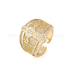 Verstellbare Manschettenringe aus Messing mit Mikropflaster und Zirkonia für Damen&nbsp;RJEW-B139-04G