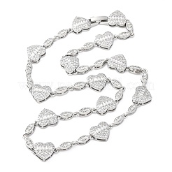 Halsketten mit Herz- und Pferdeauge-Gliederkette aus Messing mit Mikropflaster und klaren Zirkonia für Damen&nbsp;NJEW-G162-01P