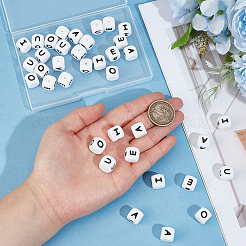 50 Stück Würfel in 5 Stilen mit Buchstaben-Silikonperlen&nbsp;SIL-PA0001-25