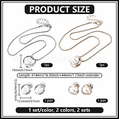 2 set di collane con pendenti in lega di 2 colori e perle finte rotonde e orecchini a bottone&nbsp;SJEW-GO0001-05