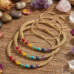 3 Stück verstellbares Chakra-Armband-Set mit runden Perlen aus Natur- und Kunststeinen&nbsp;ZZ4943-3