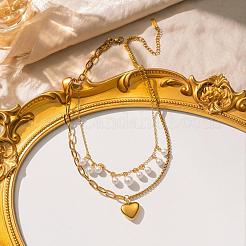 Colliers à double rangée avec pendentif en acier inoxydable 304 et perle en plastique&nbsp;WG570D5-01