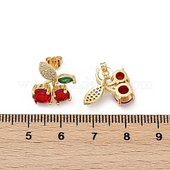 Aretes de latón con circonitas cúbicas pavé para mujer&nbsp;EJEW-A126-03G