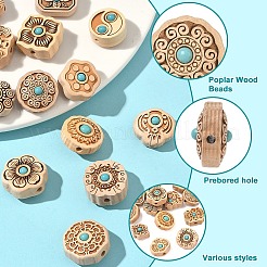 15 Stück Pappelholzperlen in 15 Stilen&nbsp;WOOD-YW0001-80