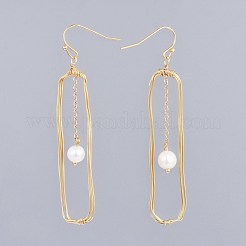 Perle d'acqua dolce naturale orecchini pendenti&nbsp;EJEW-JE03402