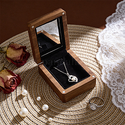 Cajas magnéticas de almacenamiento con colgante de madera y espejo en el interior&nbsp;CON-WH0085-243