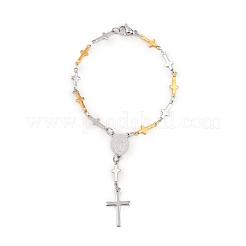 201 braccialetti ovali in acciaio inossidabile con ciondolo di San Benedetto&nbsp;BJEW-B143-01GP