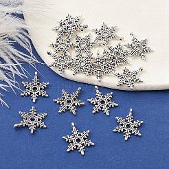 Pendentifs en alliage de style tibétain flocon de neige de Noël&nbsp;TIBEP-YW0001-58