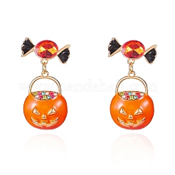 Halloween-Kürbis mit Süßigkeiten Zinklegierung Emaille Ohrstecker&nbsp;FS-WG84531-03