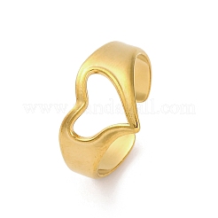 Offene Manschettenringe aus 304 Edelstahl mit hohlem Herz für Damen&nbsp;RJEW-K258-05G-01