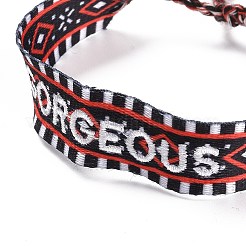 Wunderschönes geflochtenes Armband aus Polycotton (Polyester-Baumwolle) mit Quastenanhänger&nbsp;LS-BJEW-F429-03