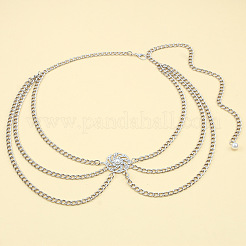 Aluminium und Legierung Kristall Strass Sonne mit Kunstperle 3 Lagen Taillenketten&nbsp;FS-WG9586B-02