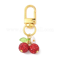 Décorations pendentif cerise en argile polymère et strass&nbsp;HJEW-JM03269-01