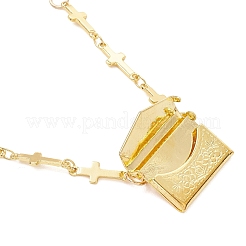 Collar con colgante de medallón de bolso de latón con cadena de eslabones cruzados para mujer&nbsp;NJEW-JN05838