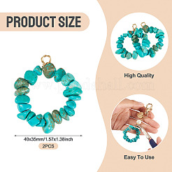 2 pendentif en perles de turquoise synthétique teintées&nbsp;PALLOY-TAC0232-01
