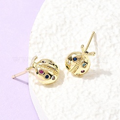Latón micro pavimenta coloridos aretes de circonita cúbica&nbsp;EJEW-C186-19G-02