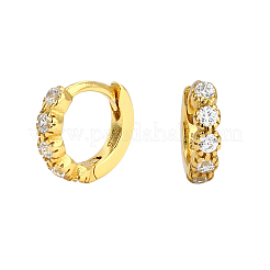 Boucles d'oreilles rondes géométriques argentées ornées de pierres de zircone&nbsp;KK6148-1