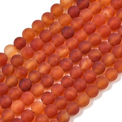 Brins de perles d'agate rouge naturelle givrées&nbsp;G-F372-6mm