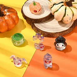 6 Stück 6 Stile Halloween transparente Harzanhänger&nbsp;CRES-YW0002-61