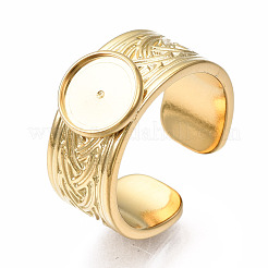 Anillo de dedo con puño abierto de acero inoxidable 304 con engastes de cabujón&nbsp;X-STAS-T060-05G