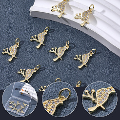 10 pièces en laiton micro pavé pendentifs en zircone cubique claire&nbsp;KK-BBC0024-49
