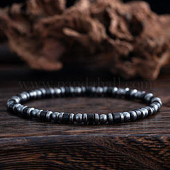 Bracelets extensibles en perles d'hématite synthétiques non magnétiques pour hommes&nbsp;BA9211