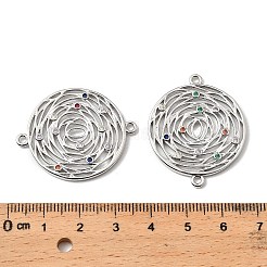 Messing Micro Pave bunte Zirkonia Hohlverbinder Charms&nbsp;KK-K351-58D-P