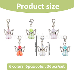 36 pz 6 colori cuore angelo lega ciondolo decorazione smaltata&nbsp;HJEW-FH00125